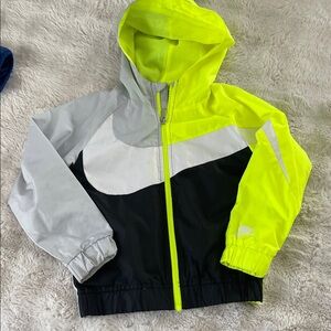 Nike Neon Yellow and Black Hooded Jacket